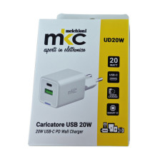 Caricabatteria rapido - 2 porte - USB-C e USB-A da 20W - MKC