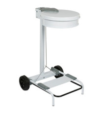Carrello portasacco - 54,6x60xH94cm - con ruote - 110L - acciaio - bianco - Stilcasa Carrello portasacco - 54,6x60xH94cm - con ruote - 110L - acciaio - bianco - Stilcasa