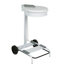 Carrello portasacco - 54,6x60xH94cm - con ruote - 110L - acciaio - bianco - Stilcasa Carrello portasacco - 54,6x60xH94cm - con ruote - 110L - acciaio - bianco - Stilcasa