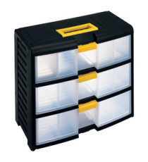 Cassettiera portautensili modulare Store-Age - 3 cassetti - con maniglia - 39,1 x 19,7 x 33,4 cm - PPL - trasparente/ner Cassettiera portautensili modulare Store-Age - 3 cassetti - con maniglia - 39,1 x 19,7 x 33,4 cm - PPL - trasparente/ner