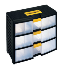 Cassettiera portautensili modulare Store-Age - 3 cassetti - con maniglia - 39,1 x 19,7 x 33,4 cm - PPL - trasparente/ner