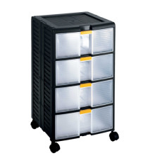 Cassettiera portautensili modulare Store-Age - 4 cassetti - con maniglia e ruote - 39,1 x 39 x 62,9 cm - PPL - trasparen Cassettiera portautensili modulare Store-Age - 4 cassetti - con maniglia e ruote - 39,1 x 39 x 62,9 cm - PPL - trasparen