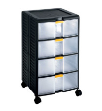Cassettiera portautensili modulare Store-Age - 4 cassetti - con maniglia e ruote - 39,1 x 39 x 62,9 cm - PPL - trasparen