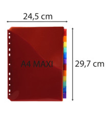 Divisori neutri a 12 tacche - PP - A4 maxi - con portaetichetta - colori assortiti - Exacompta Divisori neutri a 12 tacche - PP - A4 maxi - con portaetichetta - colori assortiti - Exacompta