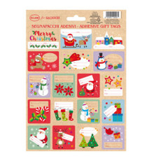 Foglio 18 segnapacchi adesivi - con stampa in oro - motivi natale - Rex Sadoch