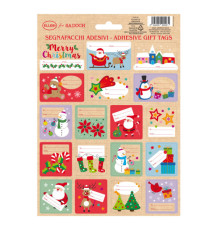 Foglio 18 segnapacchi adesivi - con stampa in oro - motivi natale - Rex Sadoch