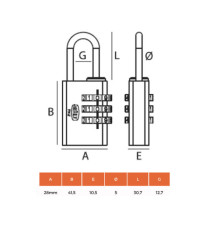 Lucchetto con combinazione - 30 mm - Metalplus