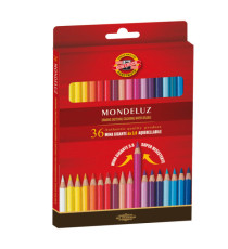 Matite colorate Mondeluz - acquerellabili - diametro mina 3,8 mm - colori assortiti - Koh.I.Noor - astuccio 36 pezzi