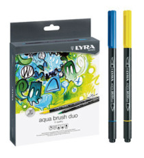 Pennarelli Aqua Brush Duo - punte 2/4 mm - colori assortiti - Lyra - astuccio 36 pezzi Pennarelli Aqua Brush Duo - punte 2/4 mm - colori assortiti - Lyra - astuccio 36 pezzi