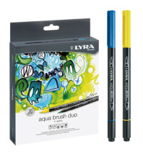 Pennarelli Aqua Brush Duo - punte 2/4 mm - colori assortiti - Lyra - astuccio 36 pezzi Pennarelli Aqua Brush Duo - punte 2/4 mm - colori assortiti - Lyra - astuccio 36 pezzi