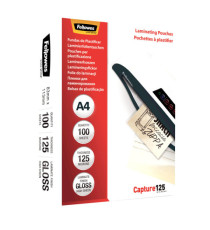 Pouches Capture125 - A4 - 216x303 mm - 125 micron - Fellowes - scatola 100 pezzi Pouches Capture125 - A4 - 216x303 mm - 125 micron - Fellowes - scatola 100 pezzi