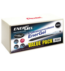 Roller a scatto Energel Slim - punta 0,7 mm - nero - Pentel - value pack 20+4 pezzi