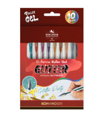 Roller gel colorati - colori glitter - Koh.I.Noor - astuccio 10 roller