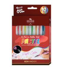 Roller gel colorati - colori pastel - Koh.I.Noor - astuccio 10 roller