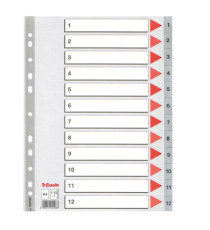 Separatore numerico 1/12 - PPL - A4 - 22,5x29,7 cm - grigio - Esselte Separatore numerico 1/12 - PPL - A4 - 22,5x29,7 cm - grigio - Esselte
