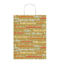 Shopper in carta kraft - con manici - 16 x 21 x 8 cm - fantasia natale - Rex Sadoch