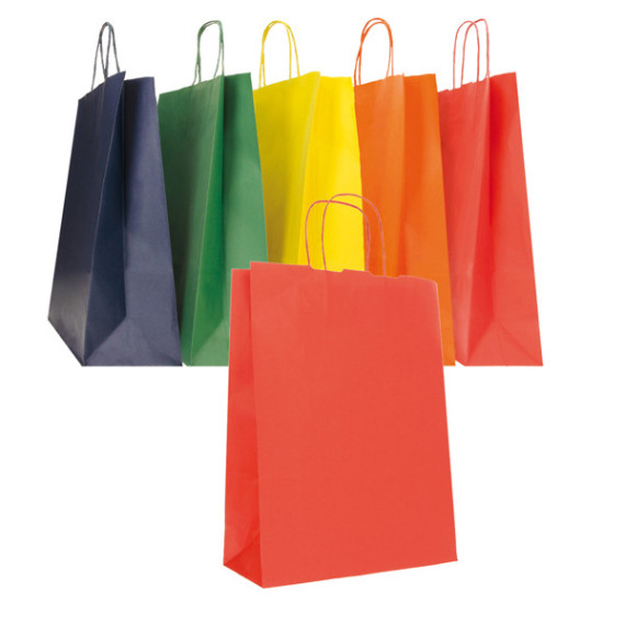 Shopper Twisted - maniglie cordino - 36 x 12 x 41 cm - carta biokraft - colori assortiti autunno/inverno - Mainetti Bags