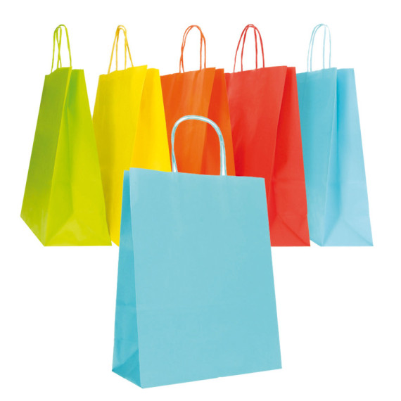 Shopper Twisted - maniglie cordino - 36 x 12 x 41 cm - carta biokraft - colori assortiti primavera/estate - Mainetti Bag