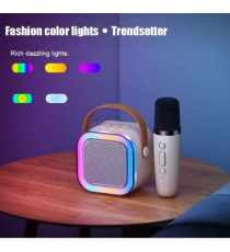 Altoparlante speaker bluetooth 5.2 6W karaoke con microfono, casse stile retrò, ricarica usb-c, autonomia 6 ore, fino a 10mt