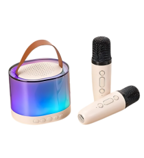 Altoparlante speaker bluetooth 5.2 5W karaoke con 2 microfon1, casse stile retrò, ricarica usb-c, autonomia 12 ore, fino a 10mt Altoparlante speaker bluetooth 5.2 5W karaoke con 2 microfon1, casse stile retrò, ricarica usb-c, autonomia 12 ore, fino a 10mt