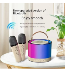 Altoparlante speaker bluetooth 5.2 5W karaoke con 2 microfon1, casse stile retrò, ricarica usb-c, autonomia 12 ore, fino a 10mt