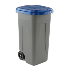 Bidone mobile - con chiusura a clip - 49x54x85 cm - 100 L - grigio/blu - Mobil Plastic