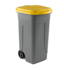 Bidone mobile - con chiusura a clip - 49x54x85 cm - 100 L - grigio/giallo - Mobil Plastic