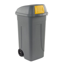 Bidone mobile Push - con coperchio - 49x54x95 cm - 100 L - grigio/giallo - Mobil Plastic Bidone mobile Push - con coperchio - 49x54x95 cm - 100 L - grigio/giallo - Mobil Plastic