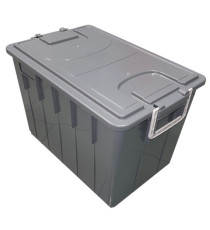 Cassa multiuso - con coperchio e manici - 58 x 38 x 38 cm - 60 L - PP - grigio scuro/grigio chiaro - Mobil Plastic