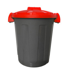 Contenitore portarifiuti Dusty - diametro 36 cm - altezza 45 cm - 25 L - coperchio rosso - nero - Mobil Plastic