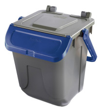 Contenitore portarifiuti Ecology - con sportello e maniglione - 25 L - grigio/blu - Mobil Plastic Contenitore portarifiuti Ecology - con sportello e maniglione - 25 L - grigio/blu - Mobil Plastic