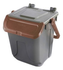 Contenitore portarifiuti Ecology - con sportello e maniglione - 25 L - grigio/bruno - Mobil Plastic Contenitore portarifiuti Ecology - con sportello e maniglione - 25 L - grigio/bruno - Mobil Plastic
