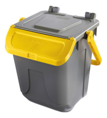 Contenitore portarifiuti Ecology - con sportello e maniglione - 25 L - grigio/giallo - Mobil Plastic Contenitore portarifiuti Ecology - con sportello e maniglione - 25 L - grigio/giallo - Mobil Plastic