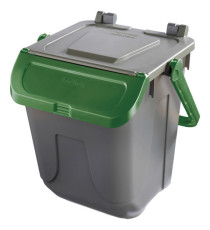 Contenitore portarifiuti Ecology - con sportello e maniglione - 25 L - grigio/verde - Mobil Plastic Contenitore portarifiuti Ecology - con sportello e maniglione - 25 L - grigio/verde - Mobil Plastic
