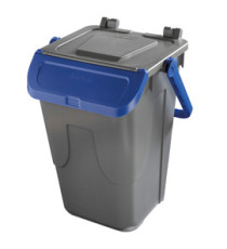 Contenitore portarifiuti Ecology - con sportello e maniglione - 35 L - grigio/blu - Mobil Plastic Contenitore portarifiuti Ecology - con sportello e maniglione - 35 L - grigio/blu - Mobil Plastic