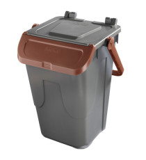 Contenitore portarifiuti Ecology - con sportello e maniglione - 35 L - grigio/bruno - Mobil Plastic Contenitore portarifiuti Ecology - con sportello e maniglione - 35 L - grigio/bruno - Mobil Plastic