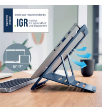 Supporto notebook - regolabile ultrapiatto - grigio scuro - in alluminio - Leitz Supporto notebook - regolabile ultrapiatto - grigio scuro - in alluminio - Leitz