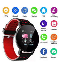 Smartwatch 119S plus rosso e nero Touchscreen Bluetooth 4.0 orologio attività sportive, frequenza cardiaca, fitness tracker