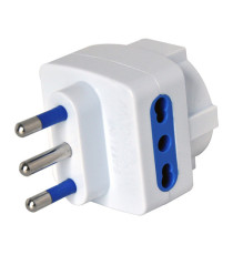 Adattatore triplo con spina 2P+T 16A - 2 prese bipasso 10/16A + 1 Schuko - MKC