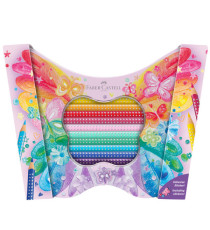 Astuccio Farfalla matite colorate Sparkle - colori assortiti - Faber-Castell - conf. 20 pezzi