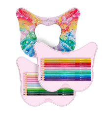 Astuccio Farfalla matite colorate Sparkle - colori assortiti - Faber-Castell - conf. 20 pezzi