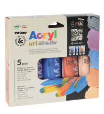 Colori Acryl - 75 ml - colori metal assortiti - Primo - astuccio 5 colori Colori Acryl - 75 ml - colori metal assortiti - Primo - astuccio 5 colori