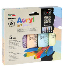 Colori Acryl - 75 ml - colori pastel assortiti - Primo - astuccio 5 colori Colori Acryl - 75 ml - colori pastel assortiti - Primo - astuccio 5 colori