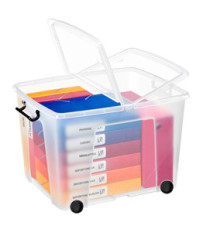 Contenitore multiuso Strata con coperchio e ruote - 58x48x41 cm - PPL - trasparente - 75 L - Cep