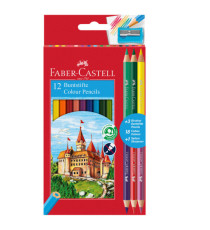 Matita colorata eco Il Castello+3 bicolor - diametro mina 3,00 mm - colori assortiti - Faber-Castell - astuccio 12 pezzi Matita colorata eco Il Castello+3 bicolor - diametro mina 3,00 mm - colori assortiti - Faber-Castell - astuccio 12 pezzi