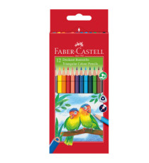 Matite colorate Eco triangolari - diametro mina 3 mm - Faber-Castell - astuccio 12 pezzi  con temperino Matite colorate Eco triangolari - diametro mina 3 mm - Faber-Castell - astuccio 12 pezzi  con temperino