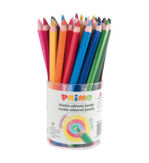 Matite colorate Jumbo - diametro mina 5,5 mm - 12 colori assortiti - Primo - conf. 36 pezzi