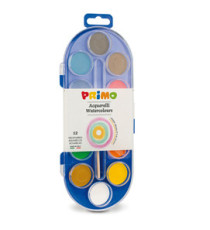 Pastiglie Acquerelli -  ø 30mm - colori assortiti - Primo - astuccio da 12 pastiglie Pastiglie Acquerelli -  ø 30mm - colori assortiti - Primo - astuccio da 12 pastiglie