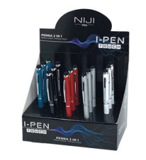 Penna a sfera mini I-PEN 2 in1 - puntale touch - colori assortiti - Lebez - expo 15 pezzi Penna a sfera mini I-PEN 2 in1 - puntale touch - colori assortiti - Lebez - expo 15 pezzi
