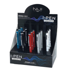 Penna a sfera mini I-PEN 2 in1 - puntale touch - colori assortiti - Lebez - expo 15 pezzi Penna a sfera mini I-PEN 2 in1 - puntale touch - colori assortiti - Lebez - expo 15 pezzi